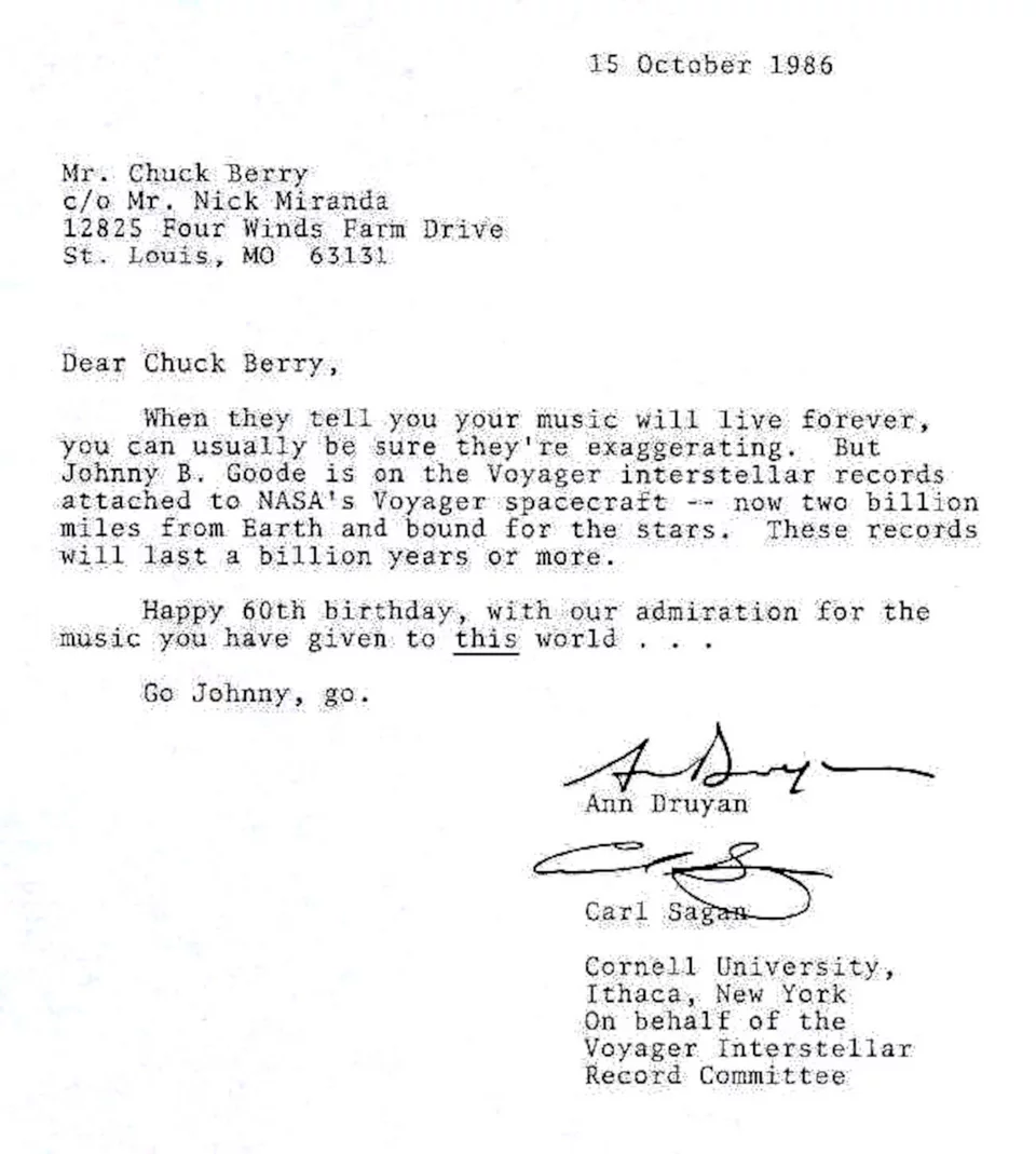 Το γράμμα του Carl Sagan στον Chuck Berry